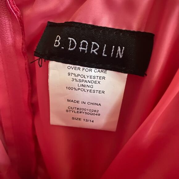 B. Darlin New Pink Satin Slip Dress Formal Gown Size 13 - Picture 6 of 8